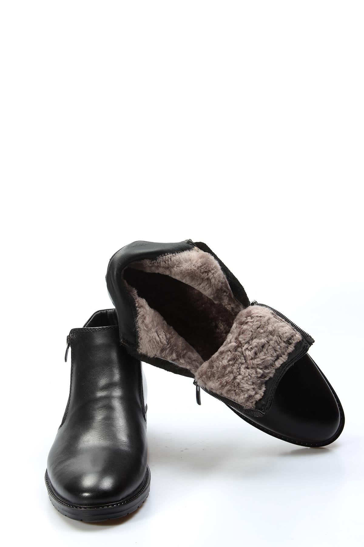 KOALA SYDNEY Men's Black Leather Ankle Boots with Side Zipper