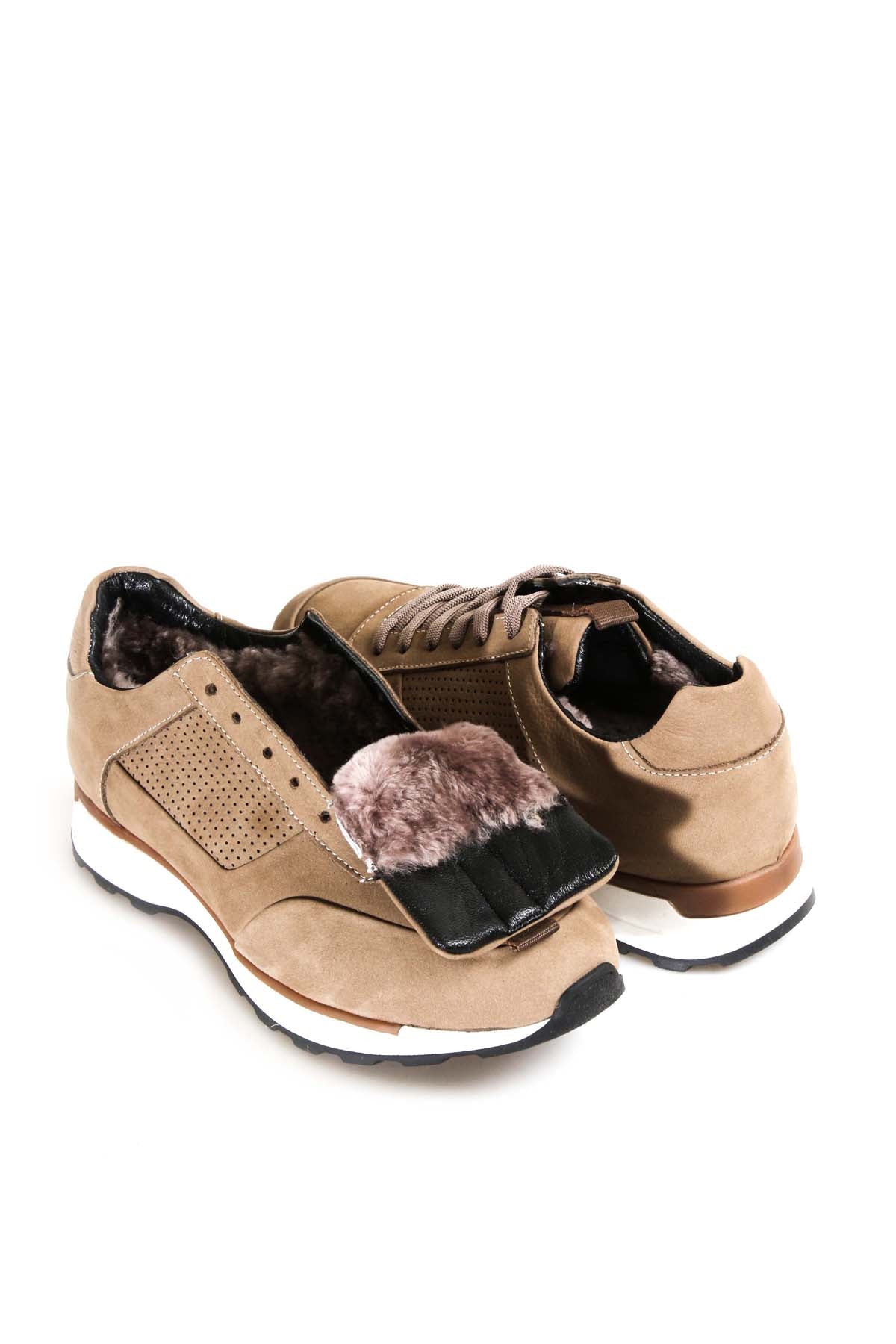 KOALA SYDNEY Men's Beige Suede Sneakers with Perforated Detailing and White Sole