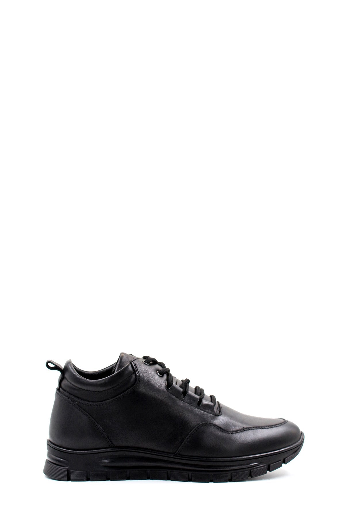 Men's Black High-Top Leather Sneakers with Cushioned Sole