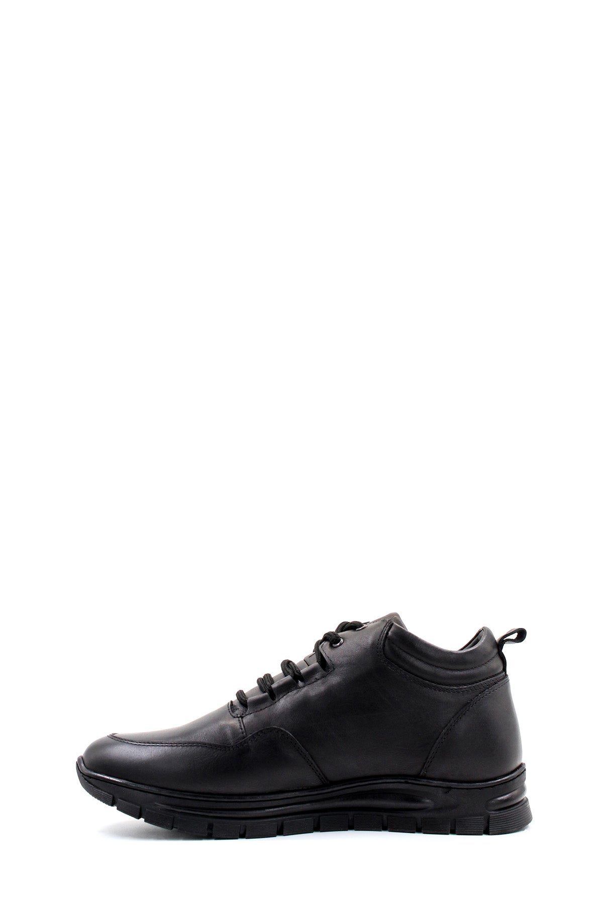 Men's Black High-Top Leather Sneakers with Cushioned Sole