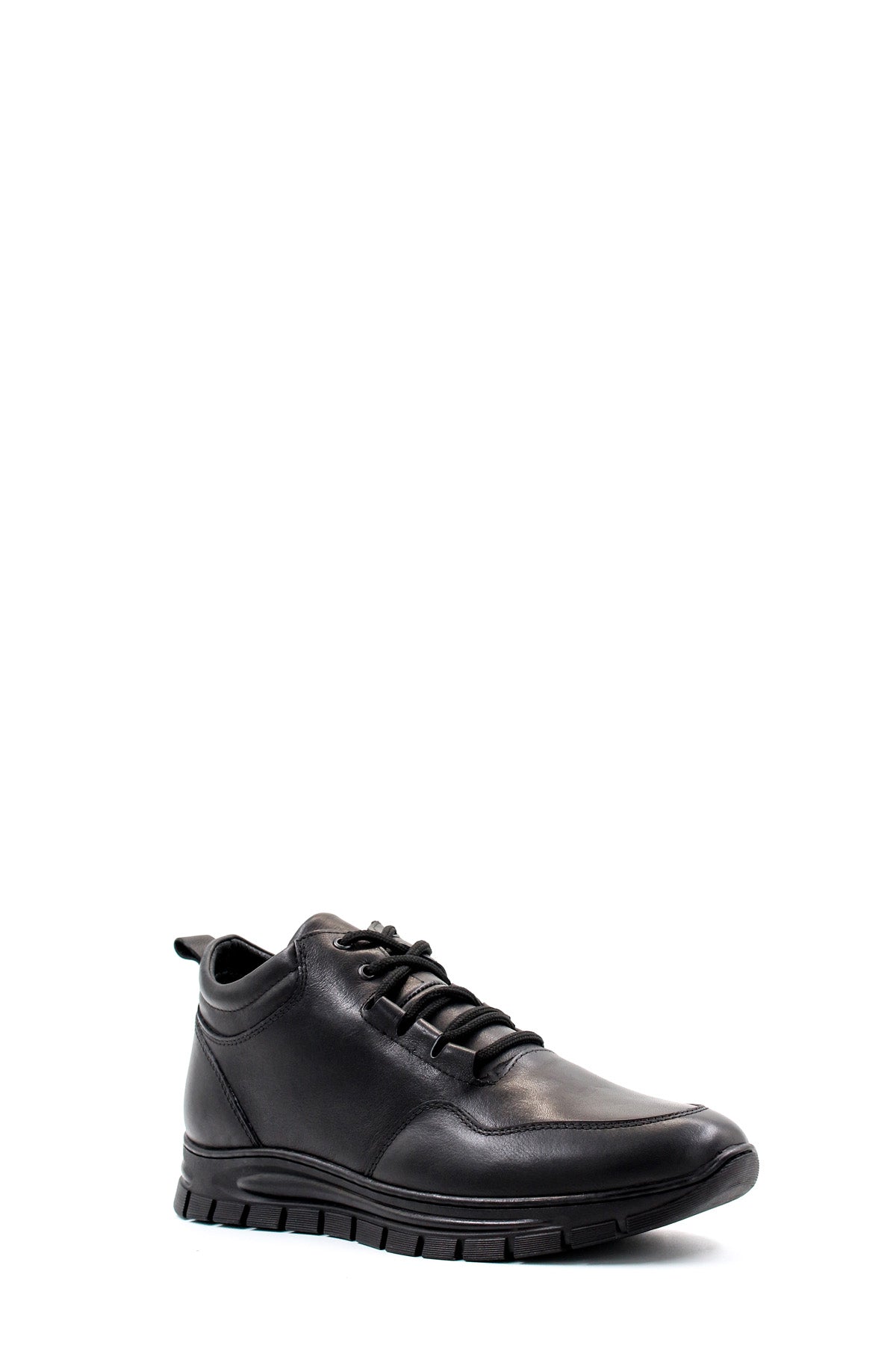 Men's Black High-Top Leather Sneakers with Cushioned Sole