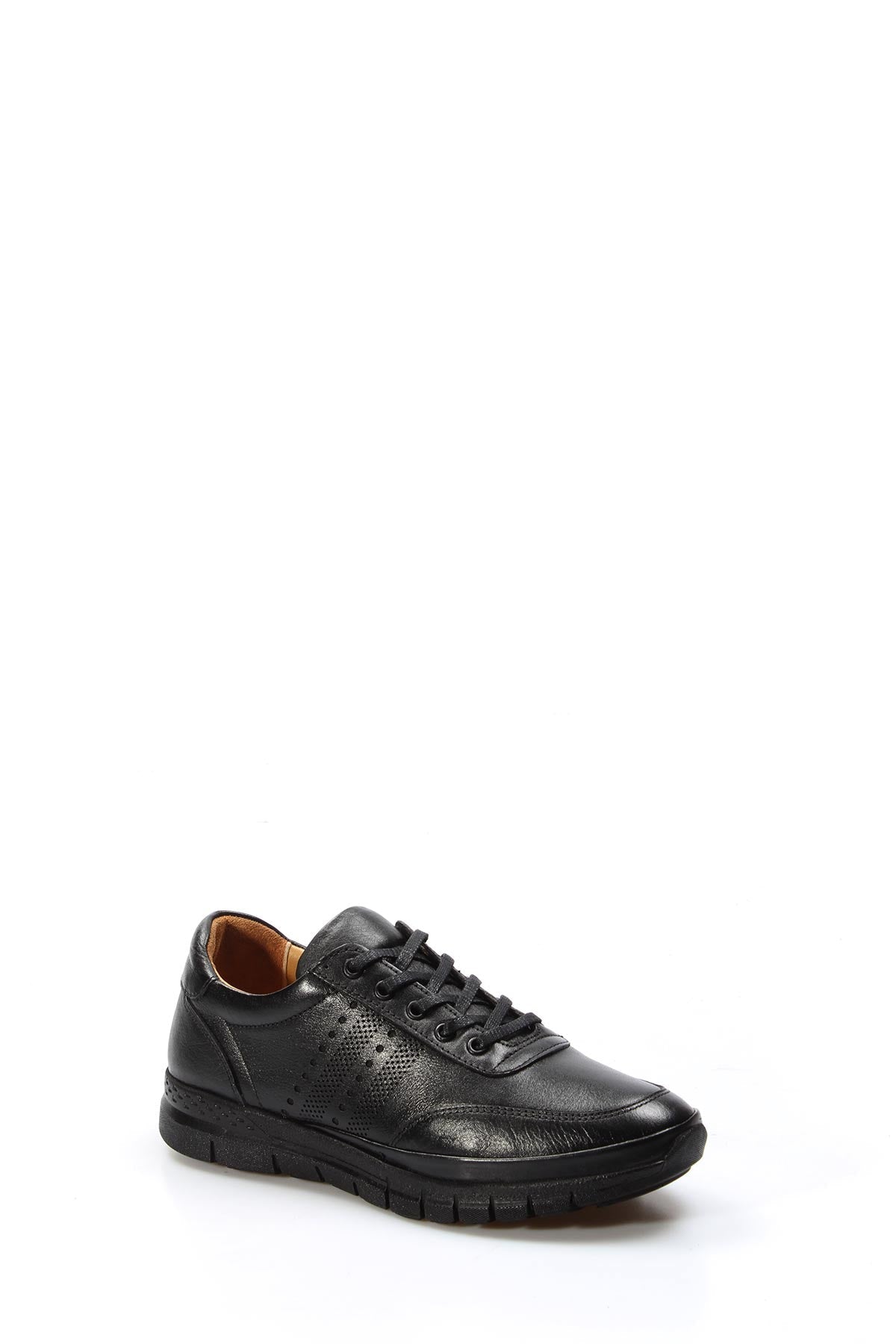 KOALA SYDNEY Men's Black Perforated Leather Sneakers with Cushioned Sole