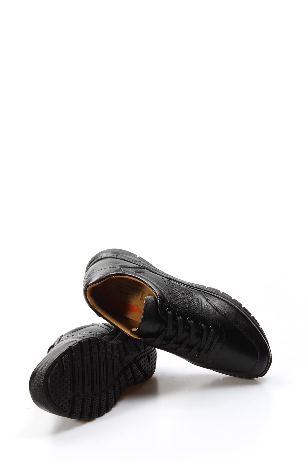 KOALA SYDNEY Men's Black Perforated Leather Sneakers with Cushioned Sole