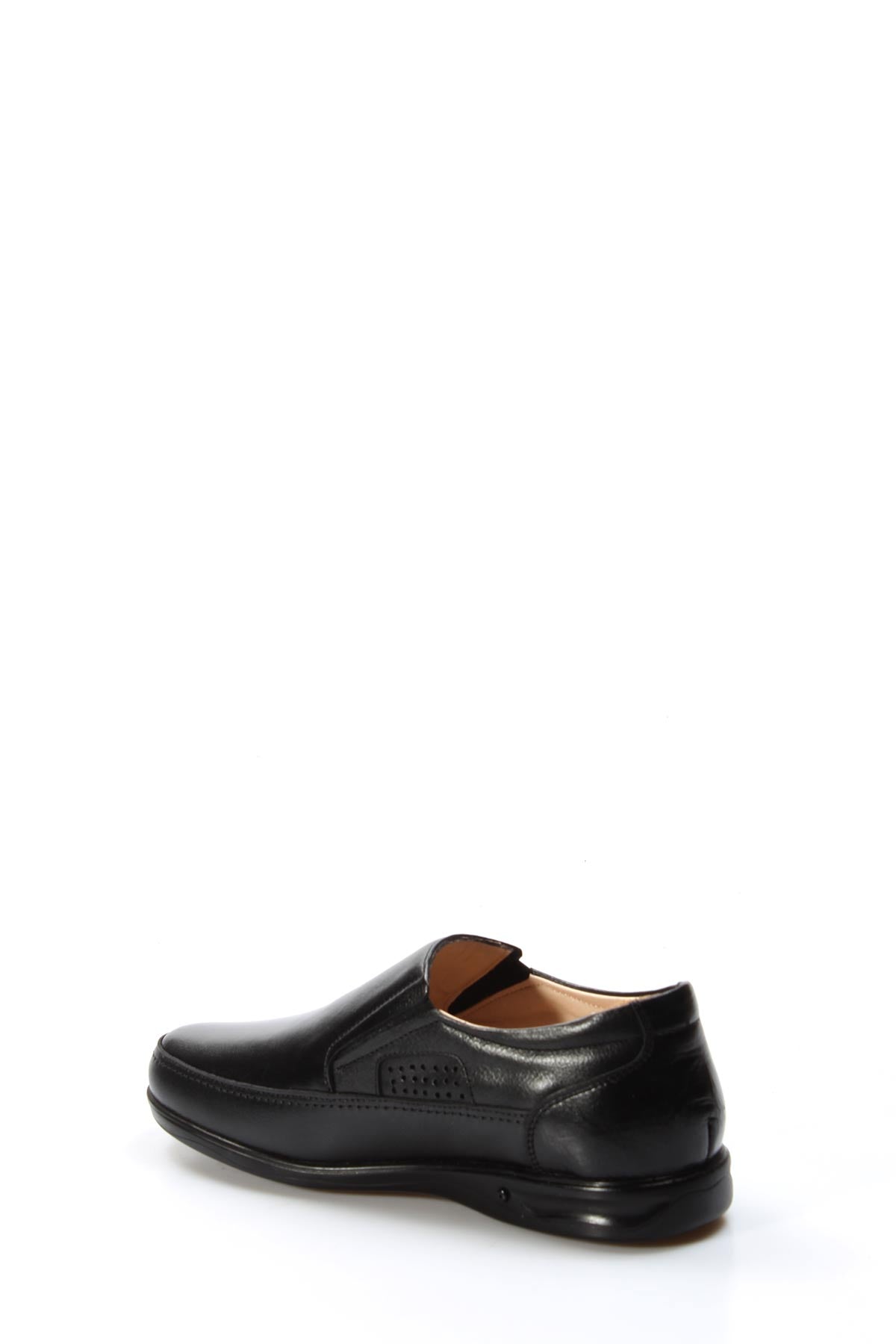 KOALA SYDNEY Men's Black Leather Slip-On Loafers with Perforated Detailing