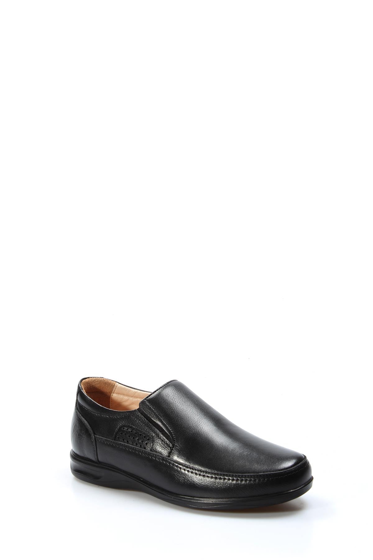 KOALA SYDNEY Men's Black Leather Slip-On Loafers with Perforated Detailing