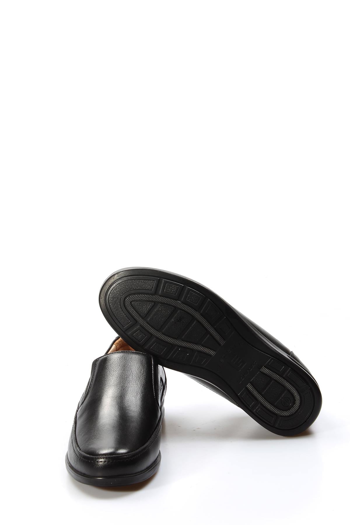 KOALA SYDNEY Men's Black Leather Slip-On Loafers with Perforated Detailing