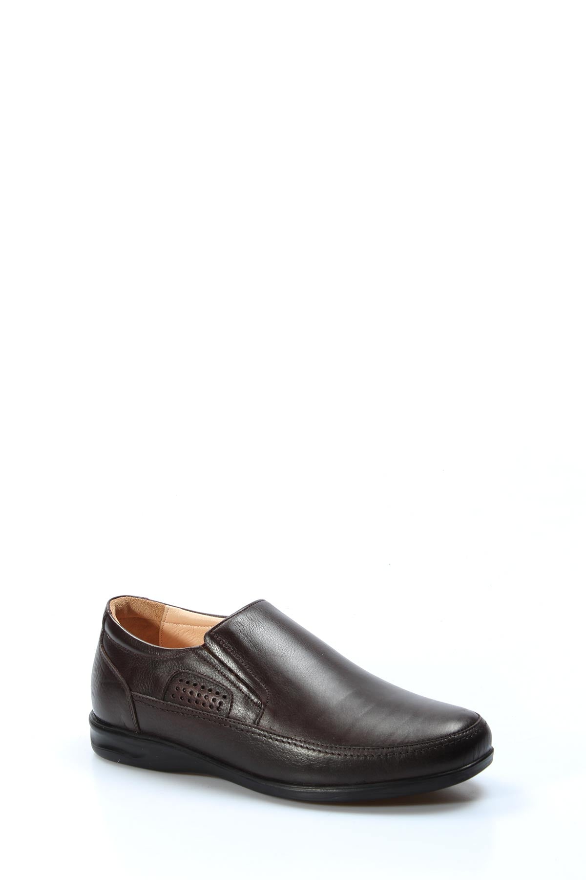 KOALA SYDNEY Men's Brown Leather Slip-On Loafers with Perforated Detailing