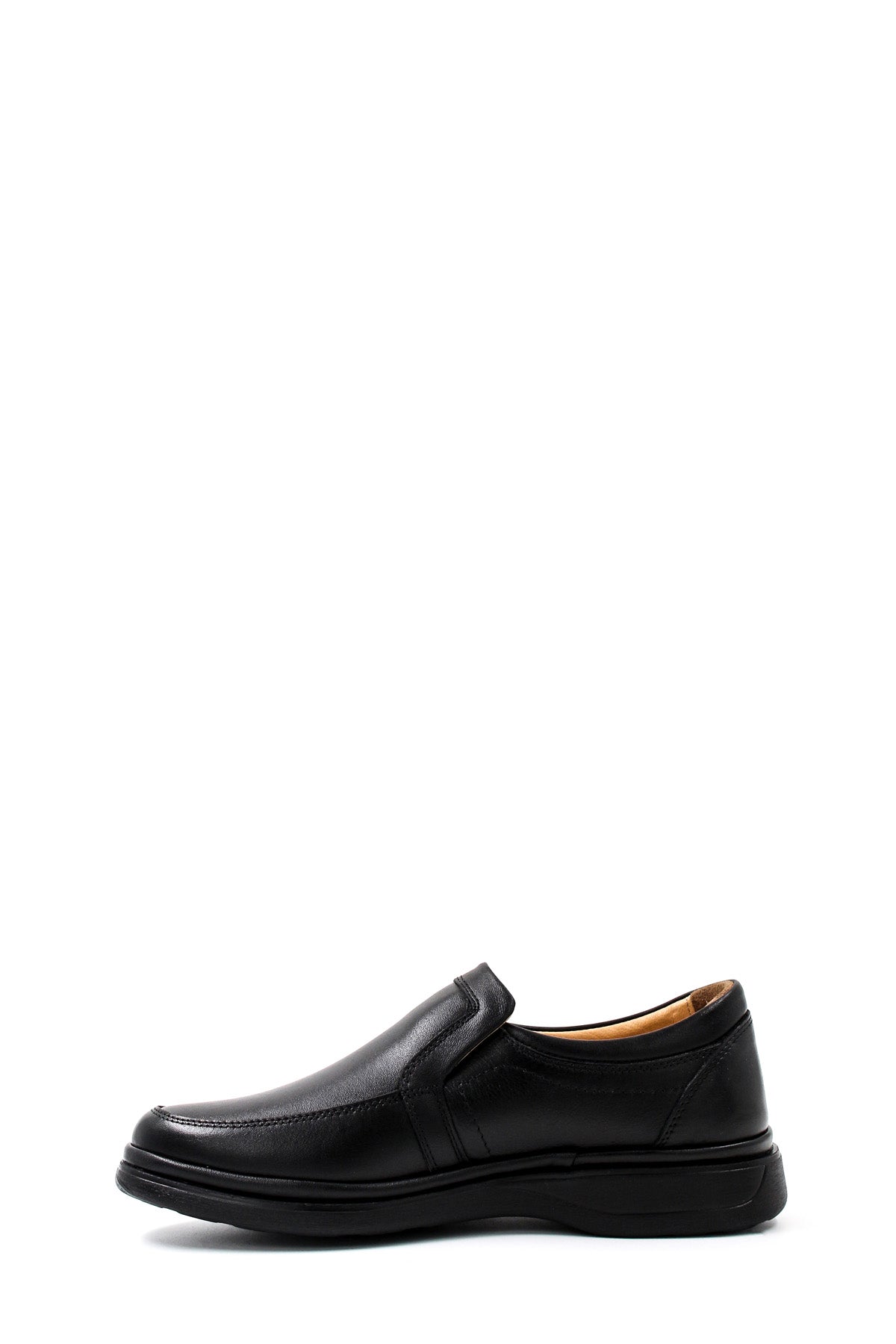 Men's Black Leather Comfort Slip-On Shoes-Wessi