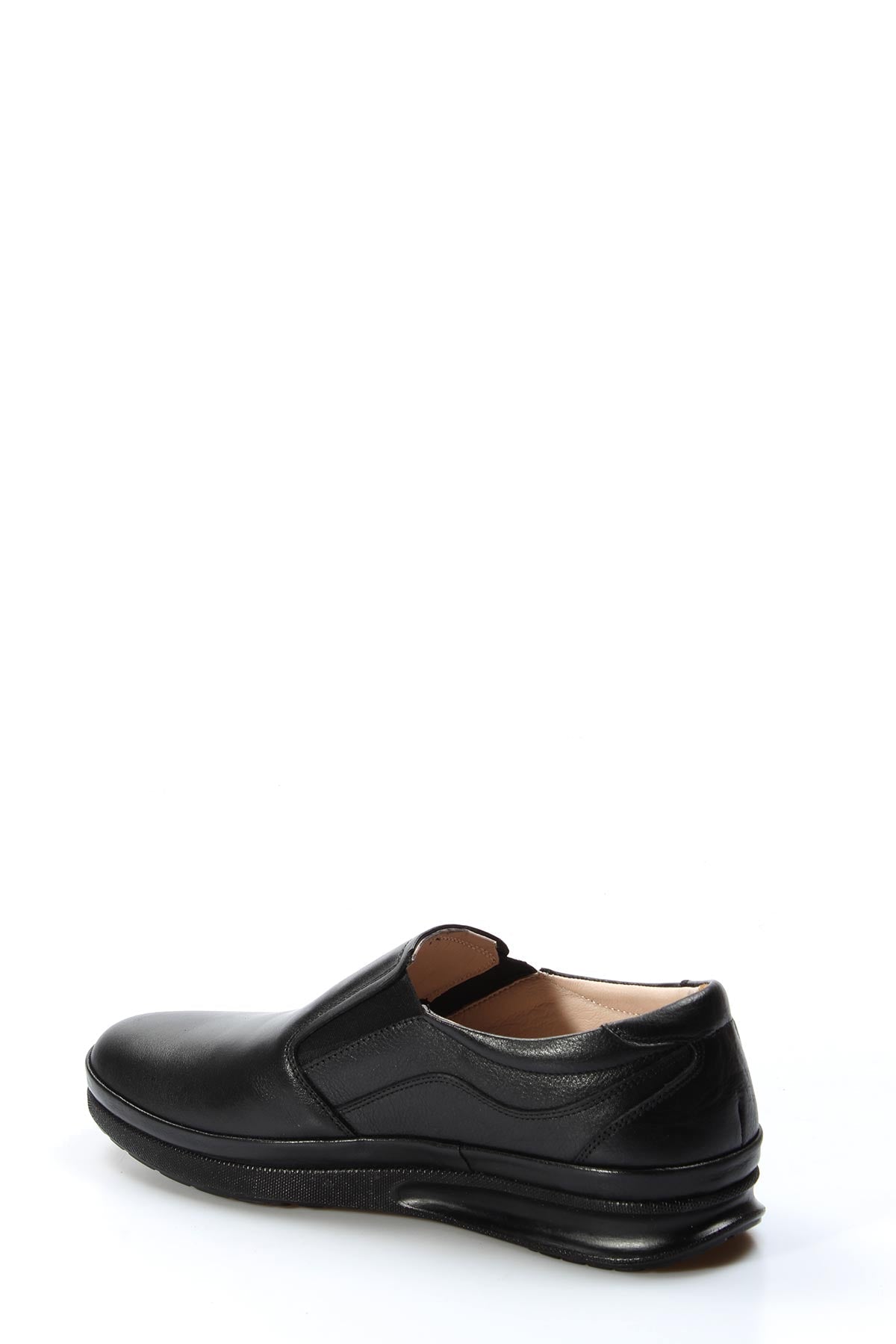 Black Leather Slip-On Loafers-Wessi