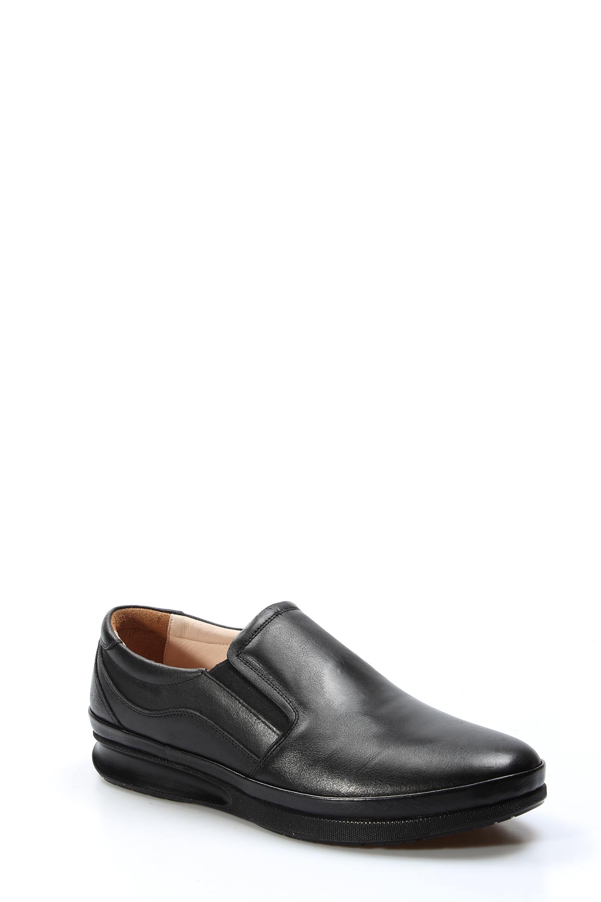 Black Leather Slip-On Loafers-Wessi
