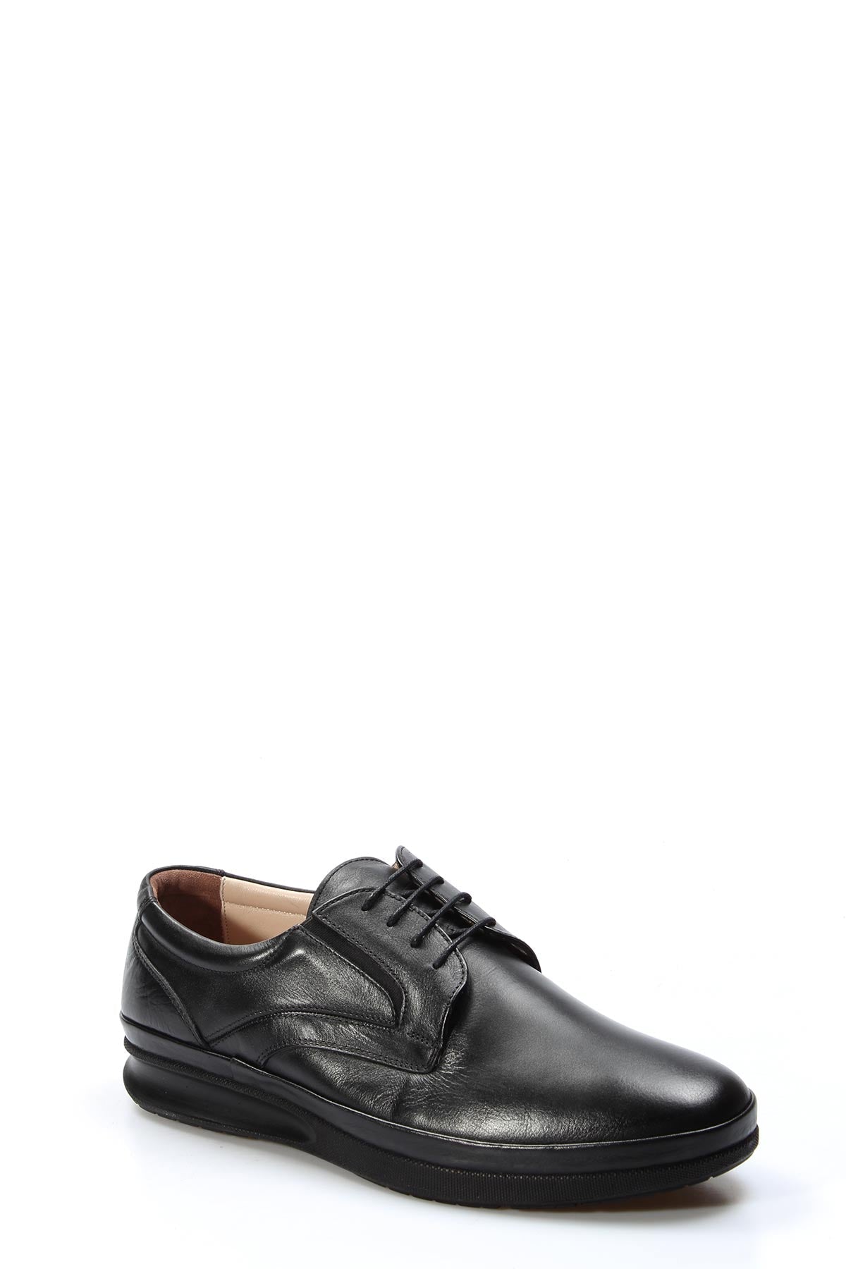 Black Leather Comfort Lace-Up Shoes-Wessi