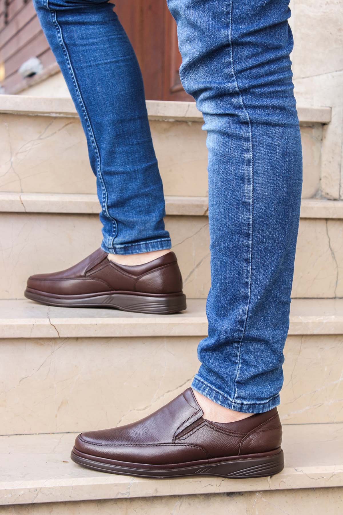 KOALA SYDNEY Elegant Men's Brown Leather Slip-On Loafers