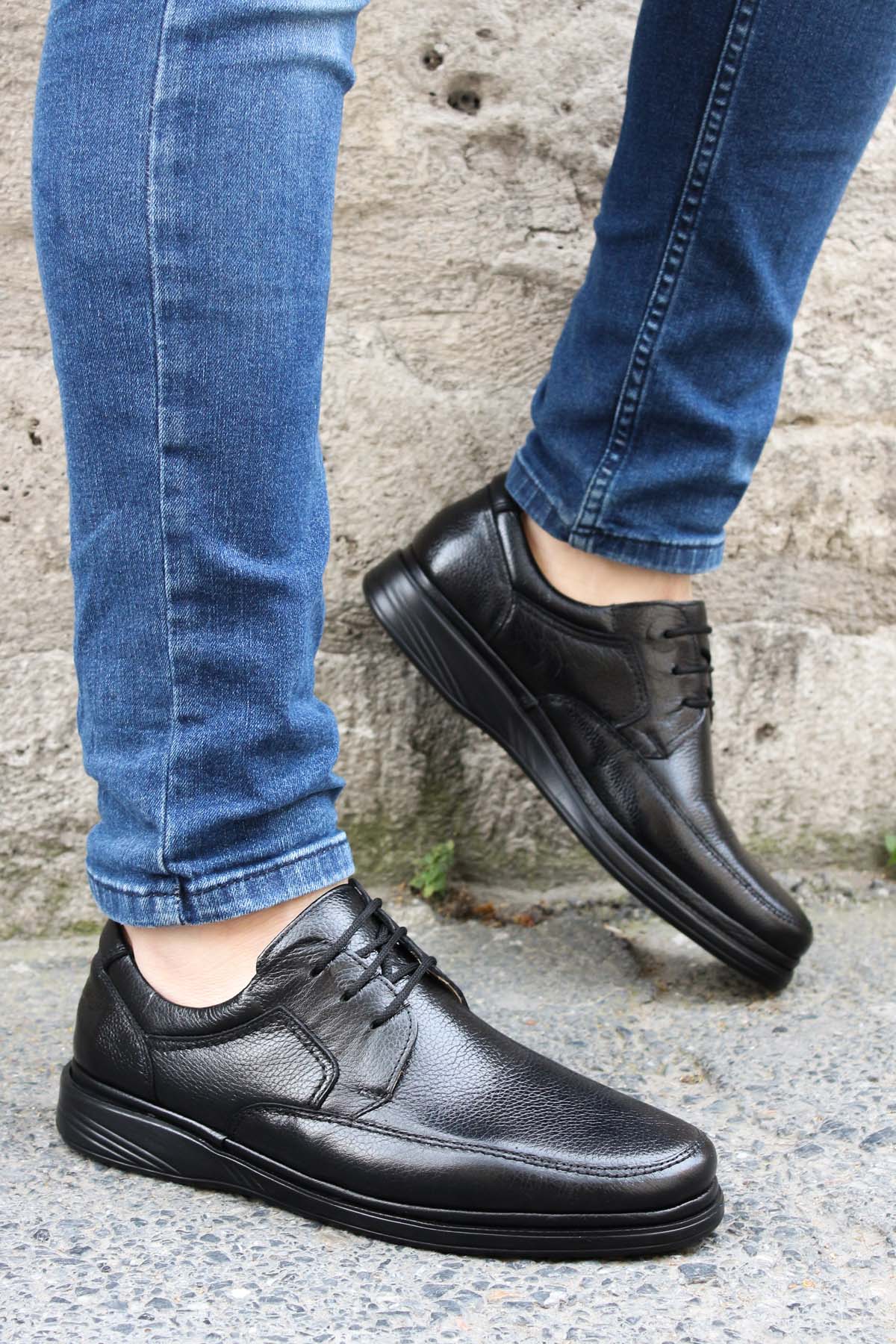 Men's Orthopedic Casual Black Leather Shoes