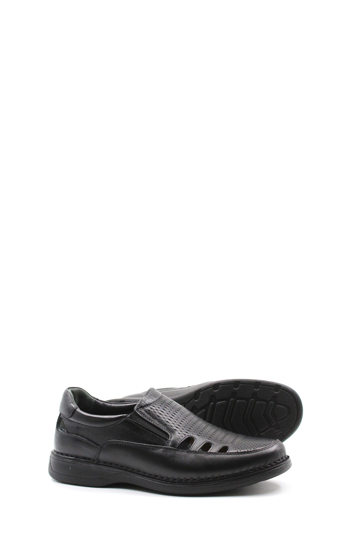 Men's Black Orthopedic Leather Sandals