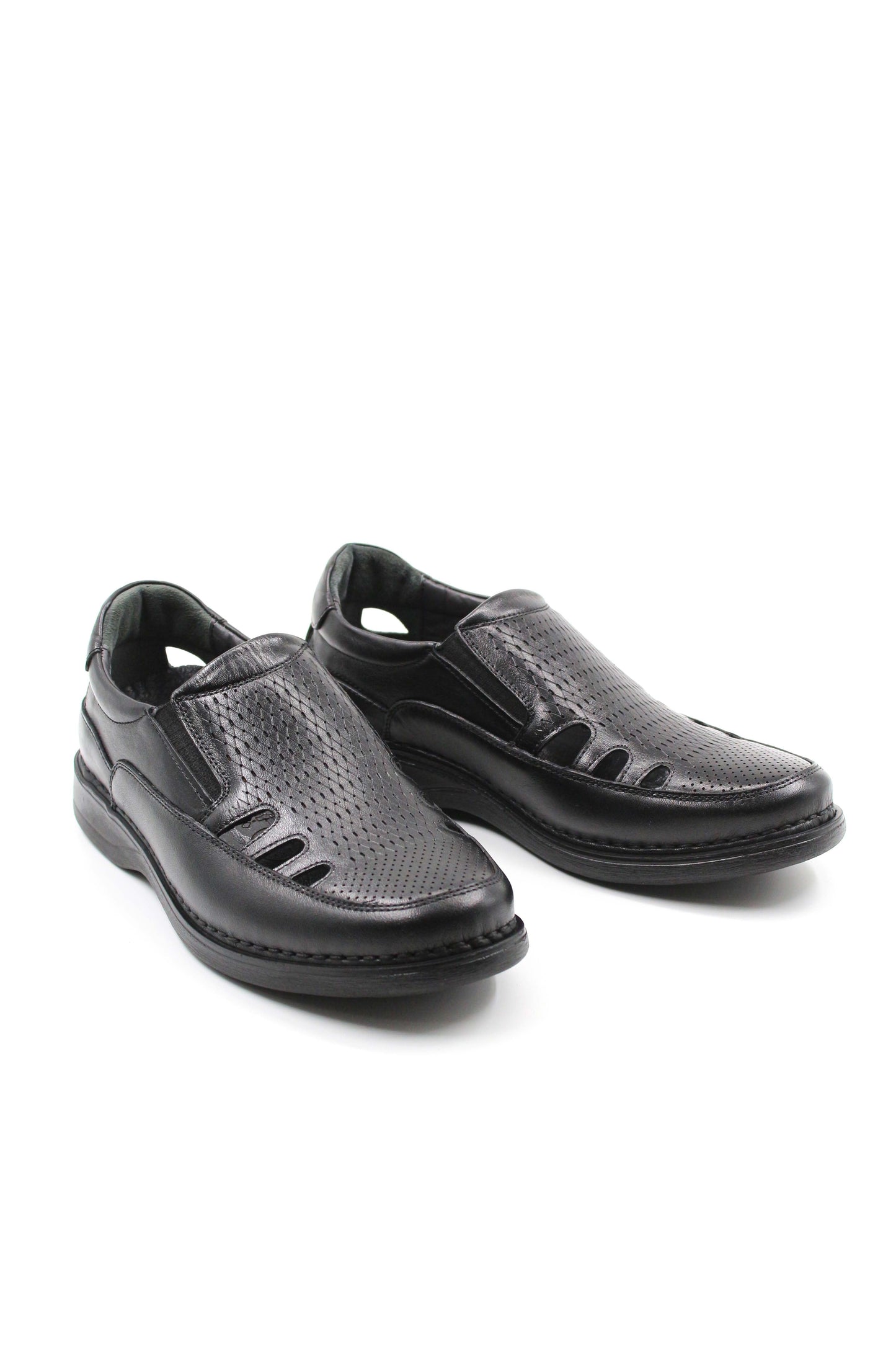 Men's Black Orthopedic Leather Sandals
