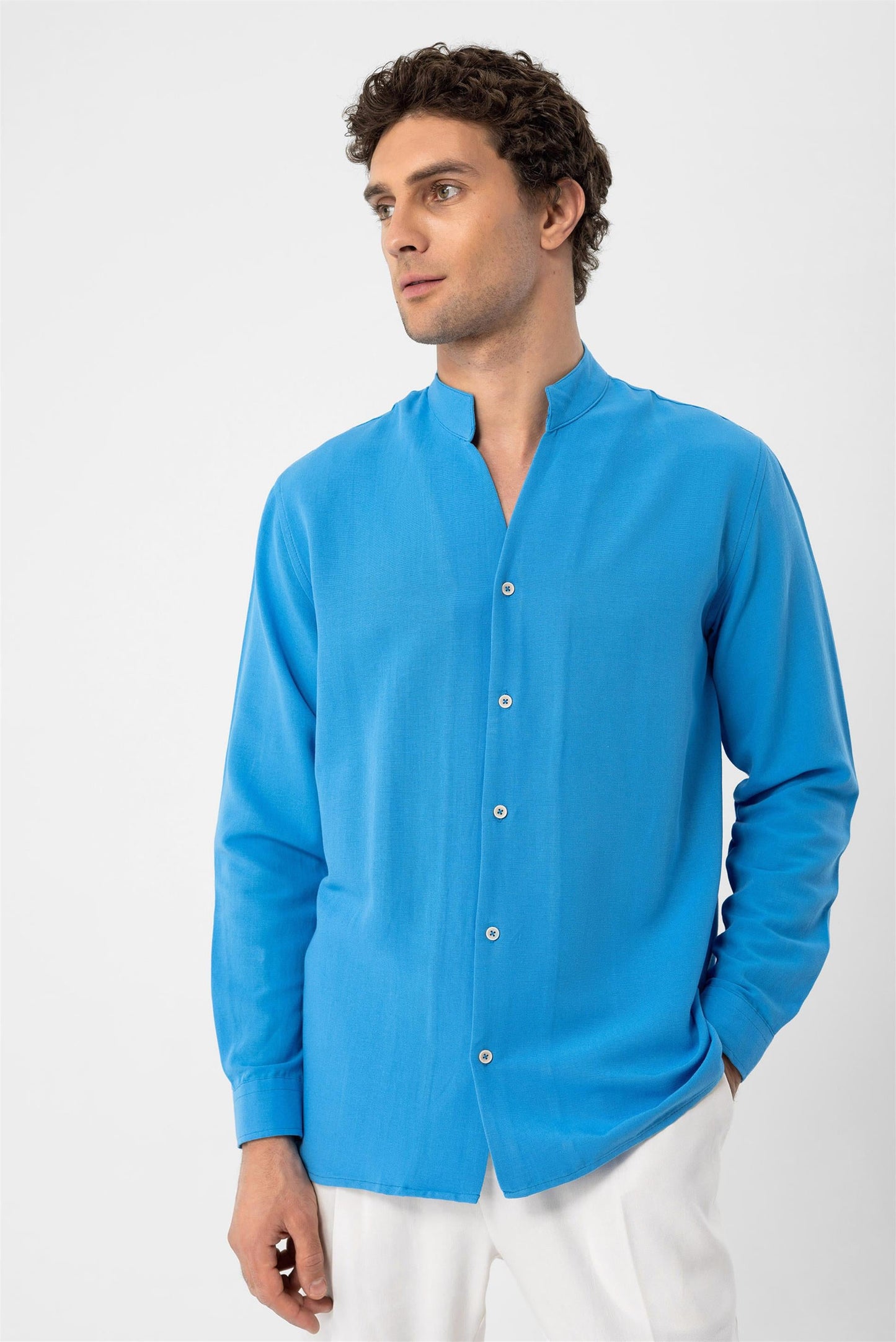 KOALA SYDNEY Men's Sax Judge Collar Long Sleeve Shirt -