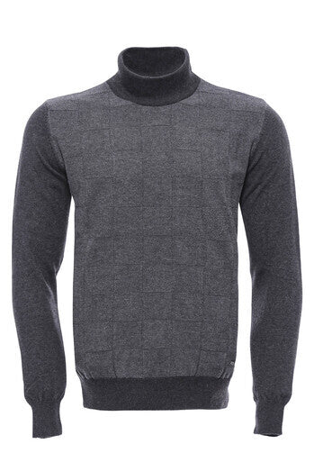 Half Turtleneck Patterned Anthracite Men Knitwear