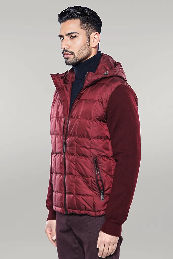 Hooded Burgundy Coat Jacket