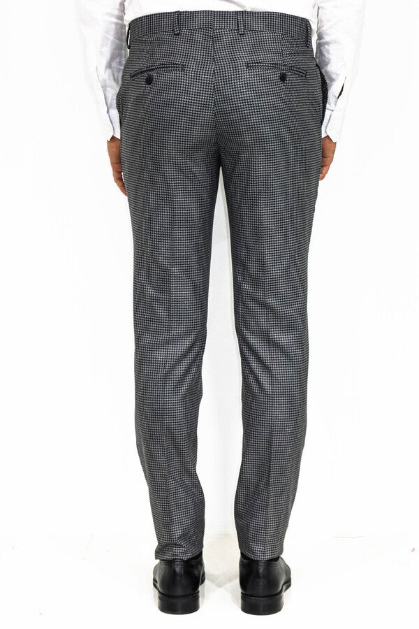 KOALA SYDNEY Houndstooth Patterned Anthracite Men Pants