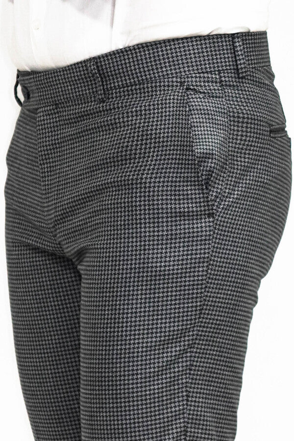 KOALA SYDNEY Houndstooth Patterned Anthracite Men Pants