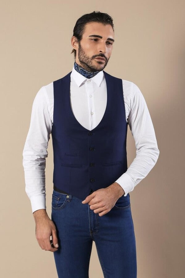 KOALA SYDNEY Navy Blue Vest Separate with Watch Pockets -
