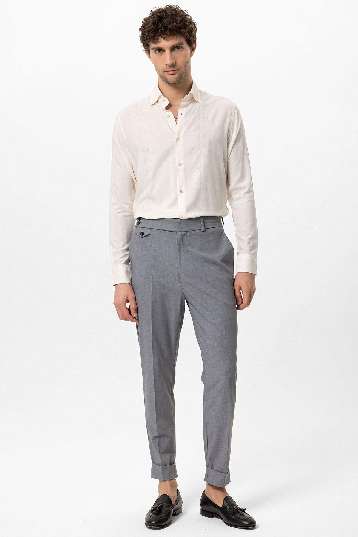 Men's Ecru Embroidered Shirt