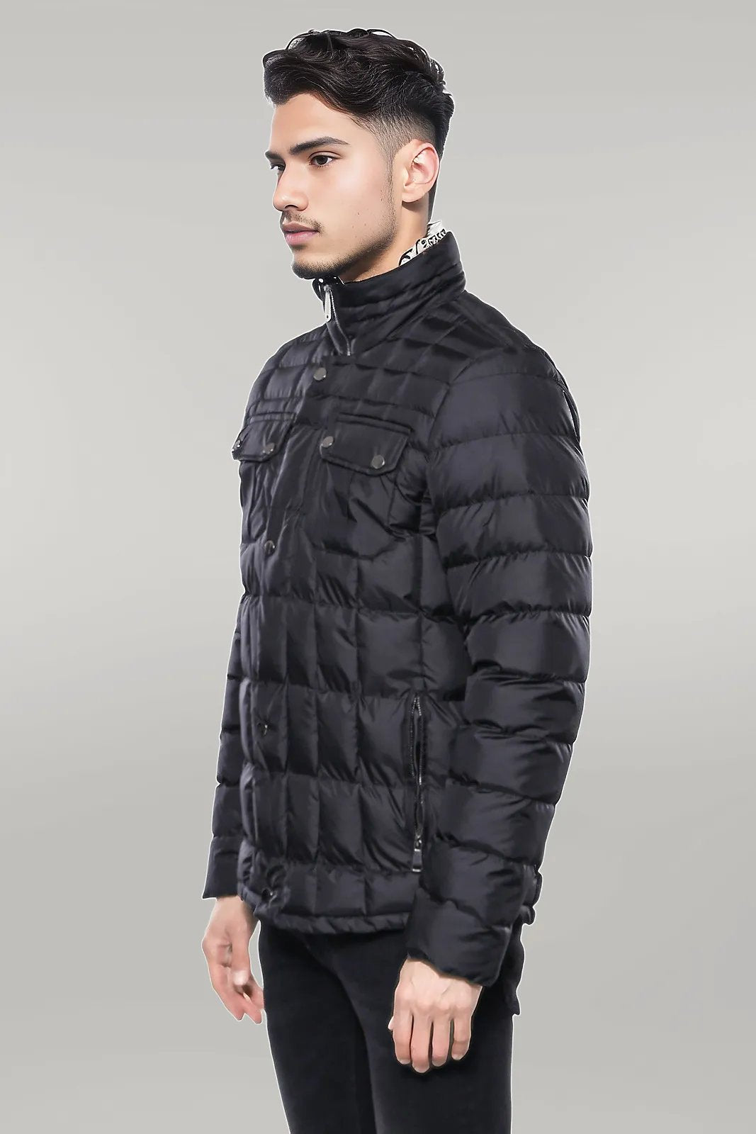 Quilted Black Men Winter Coat
