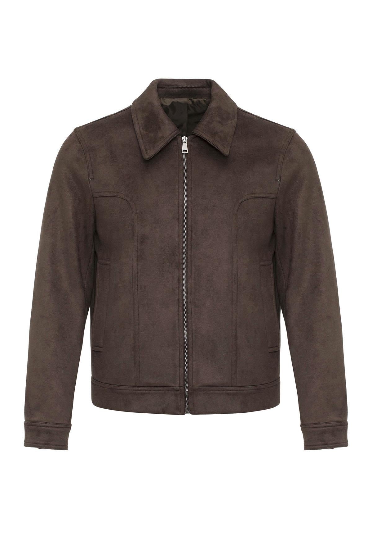 KOALA SYDNEY Brown Crop Fit Suede Men's Jacket -