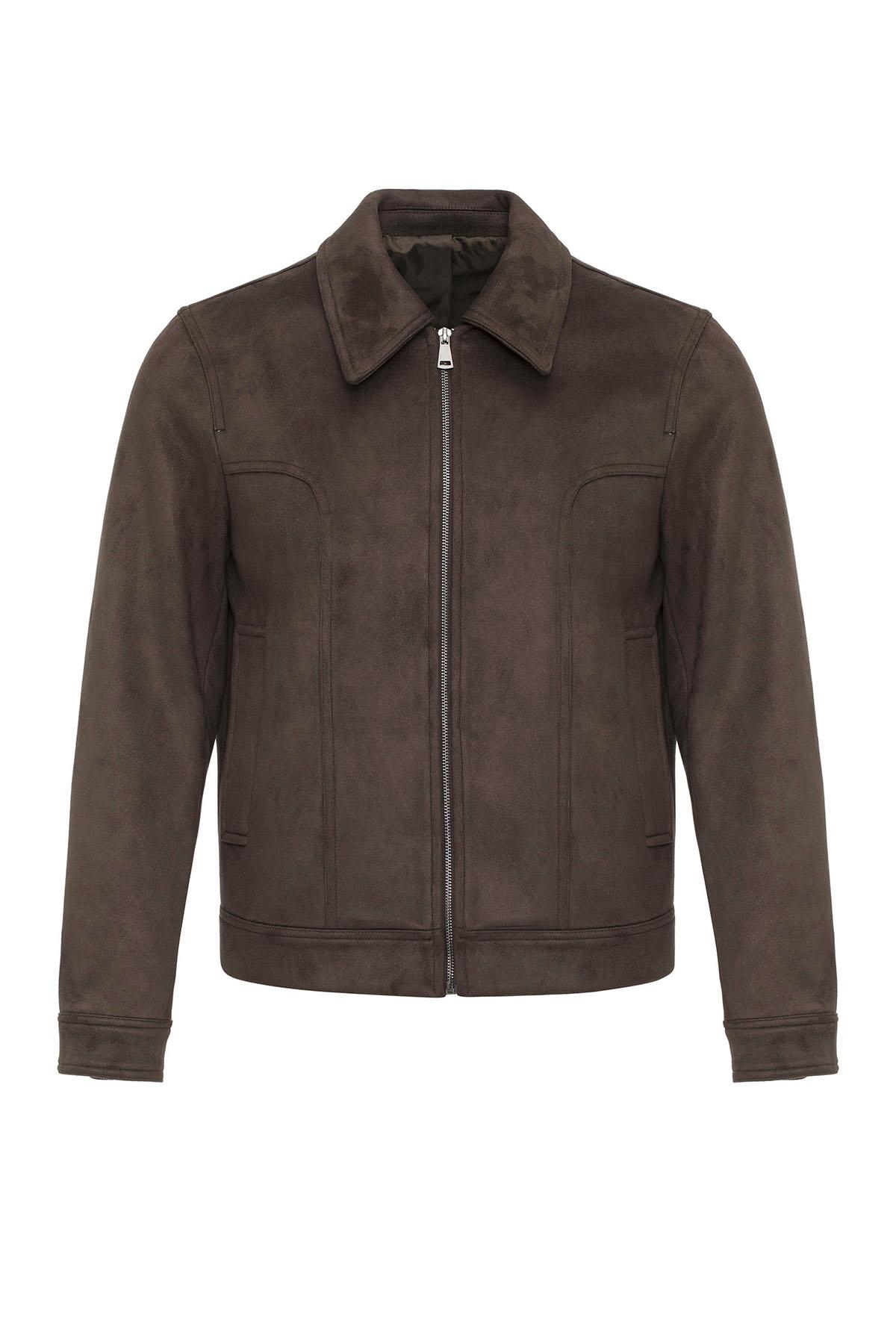 KOALA SYDNEY Brown Crop Fit Suede Men's Jacket -