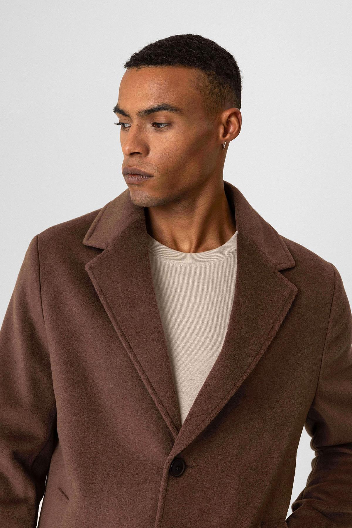 Brown Textured Men's Coat