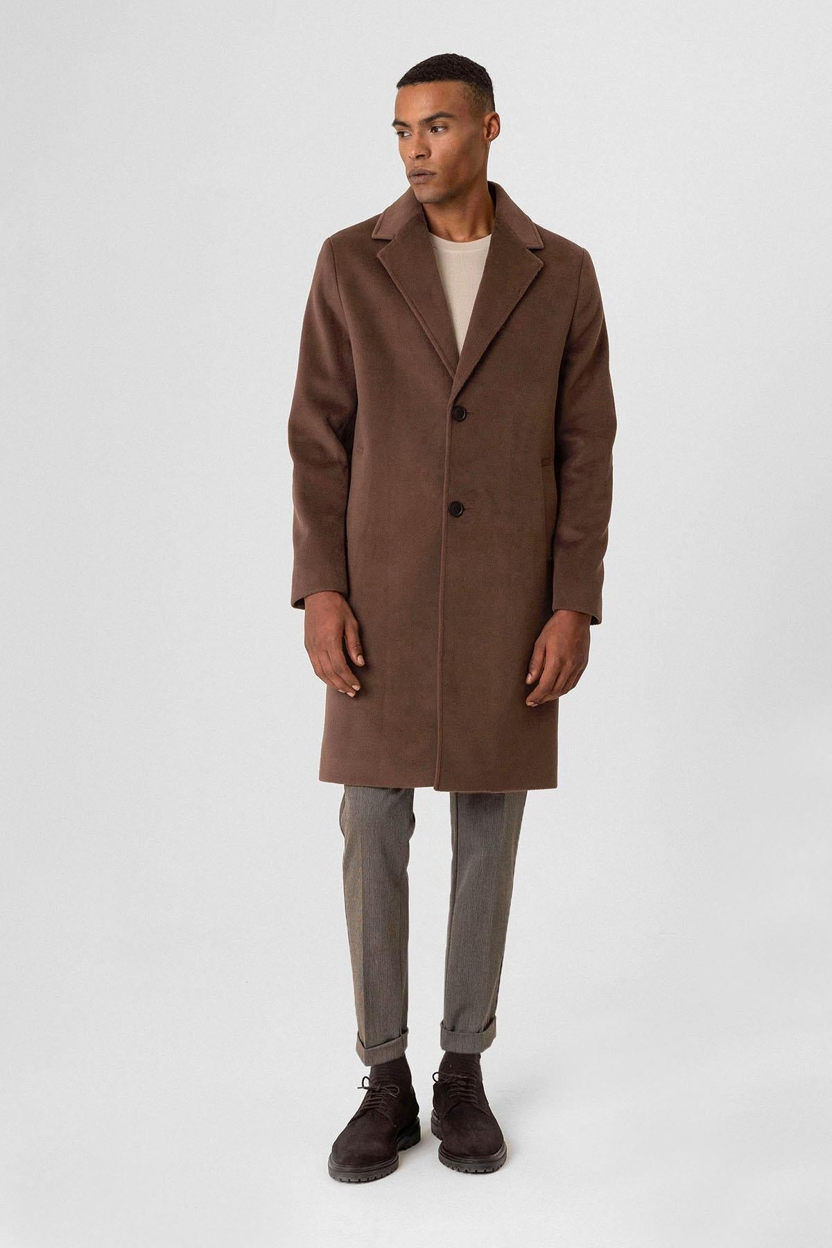 Brown Textured Men's Coat