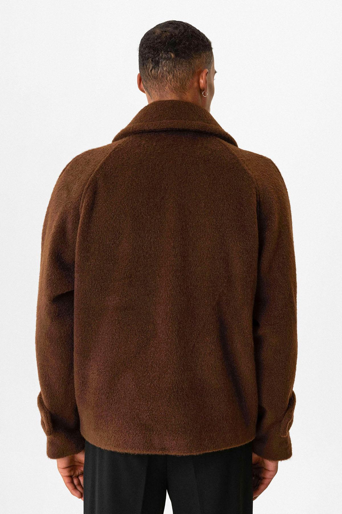 Brown Double-Breasted Crop Fit Men's Jacket