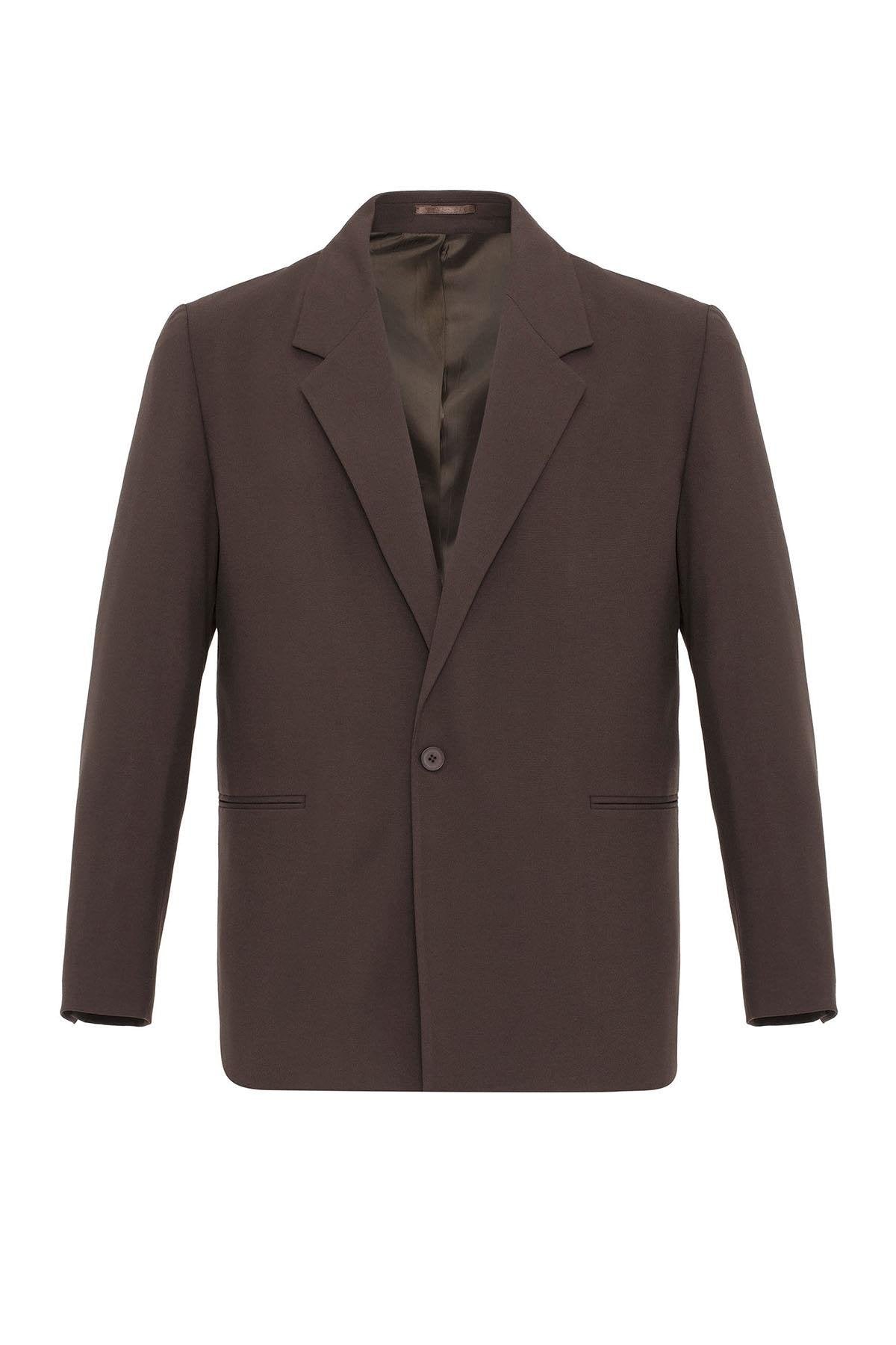 KOALA SYDNEY Brown Single-Button Relaxed Men's Blazer Jacket