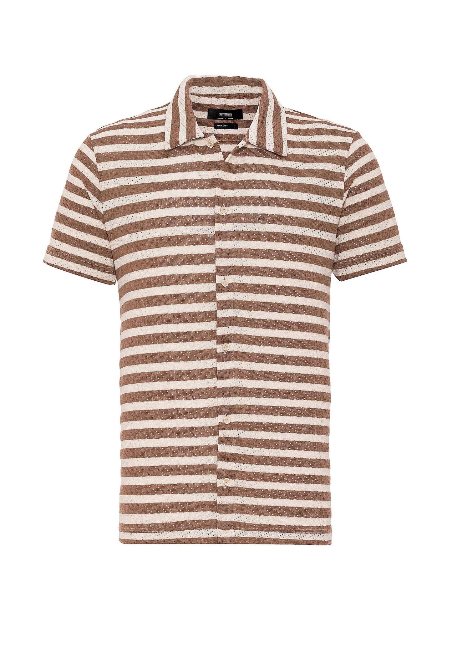KOALA SYDNEY Men's Brown Short Sleeve Striped Knitwear Shirt