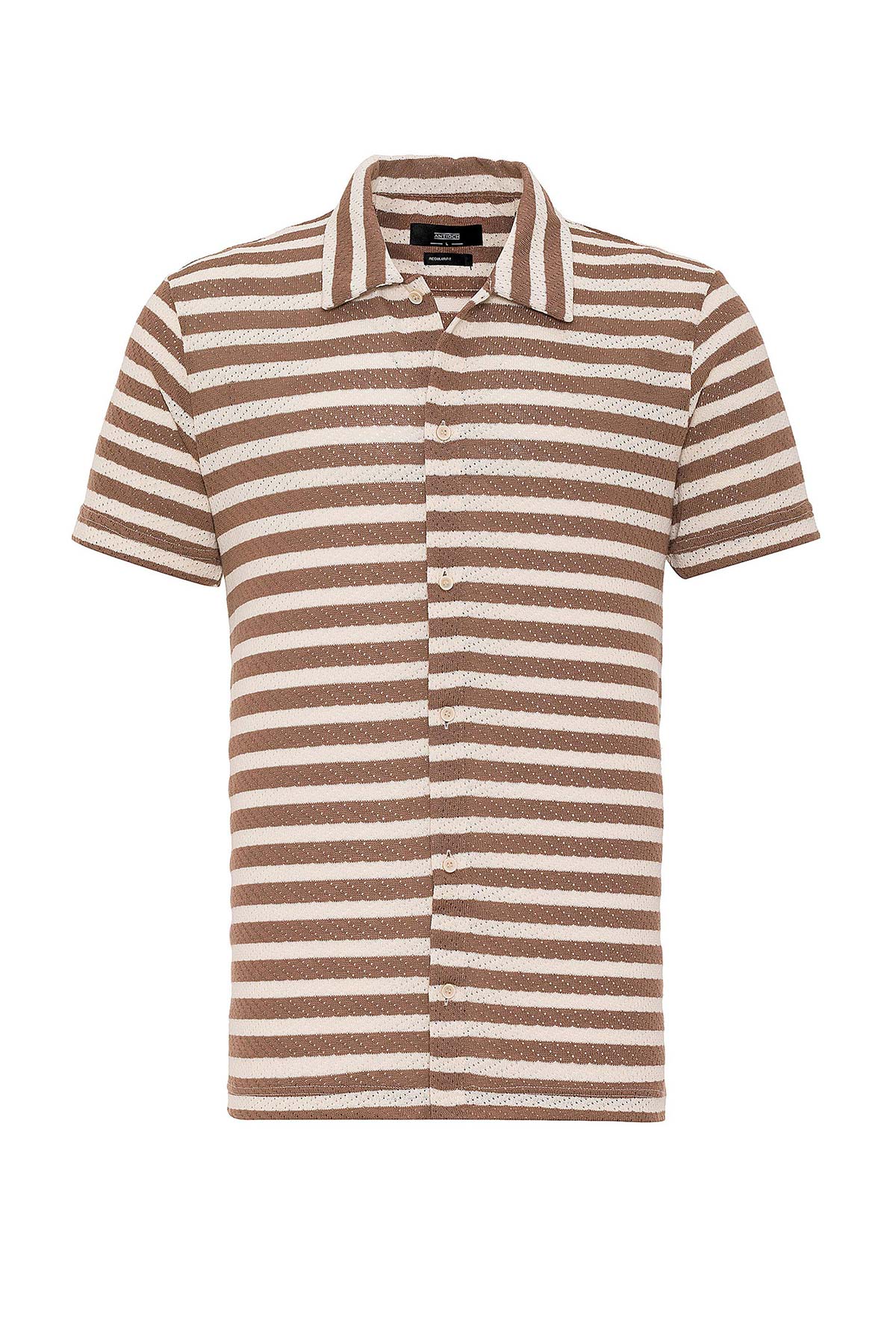 KOALA SYDNEY Men's Brown Short Sleeve Striped Knitwear Shirt