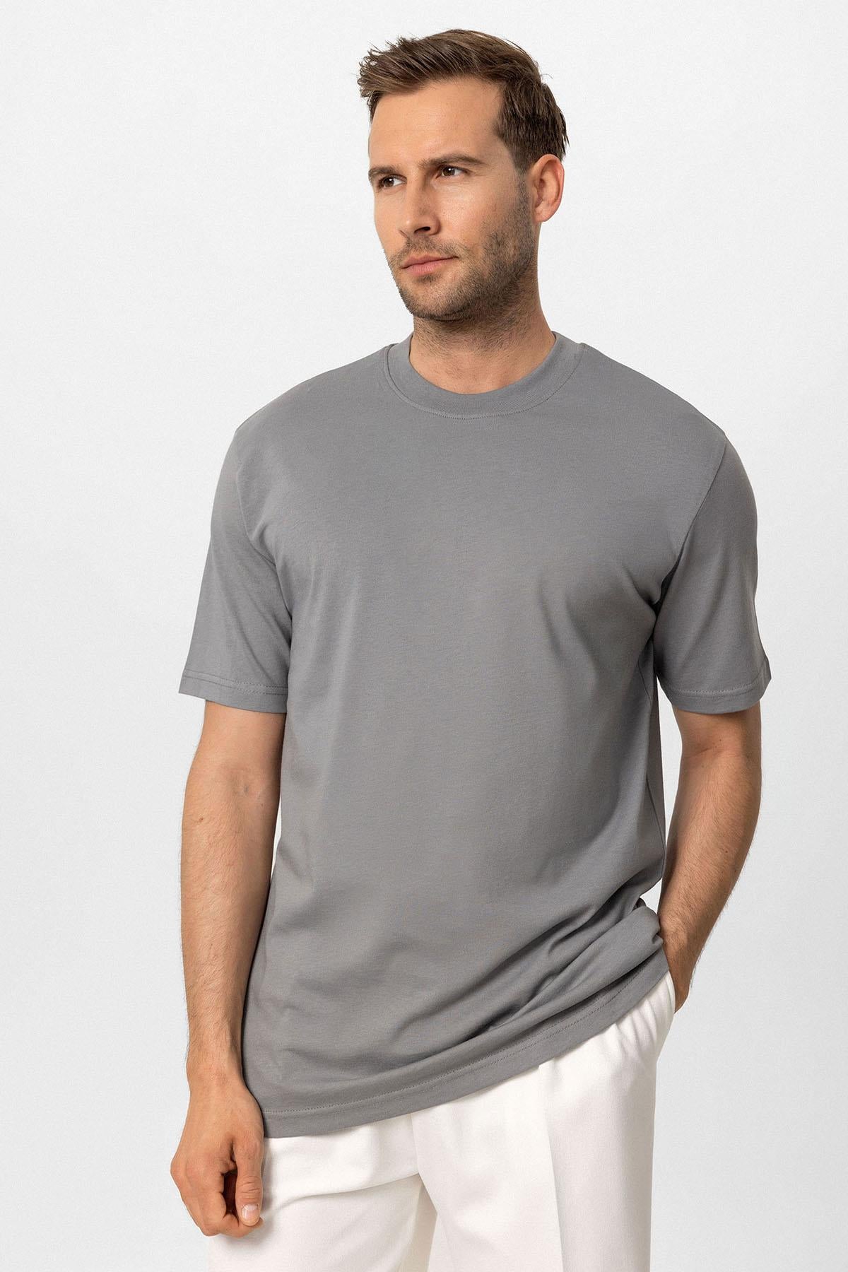 KOALA SYDNEY Men's Dark Grey Crew Neck Basic T-Shirt