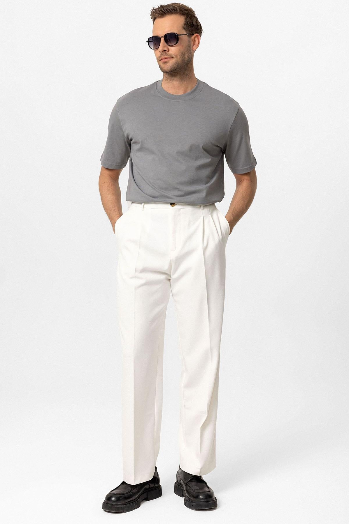Men's Dark Grey Crew Neck Basic T-Shirt - Wessi