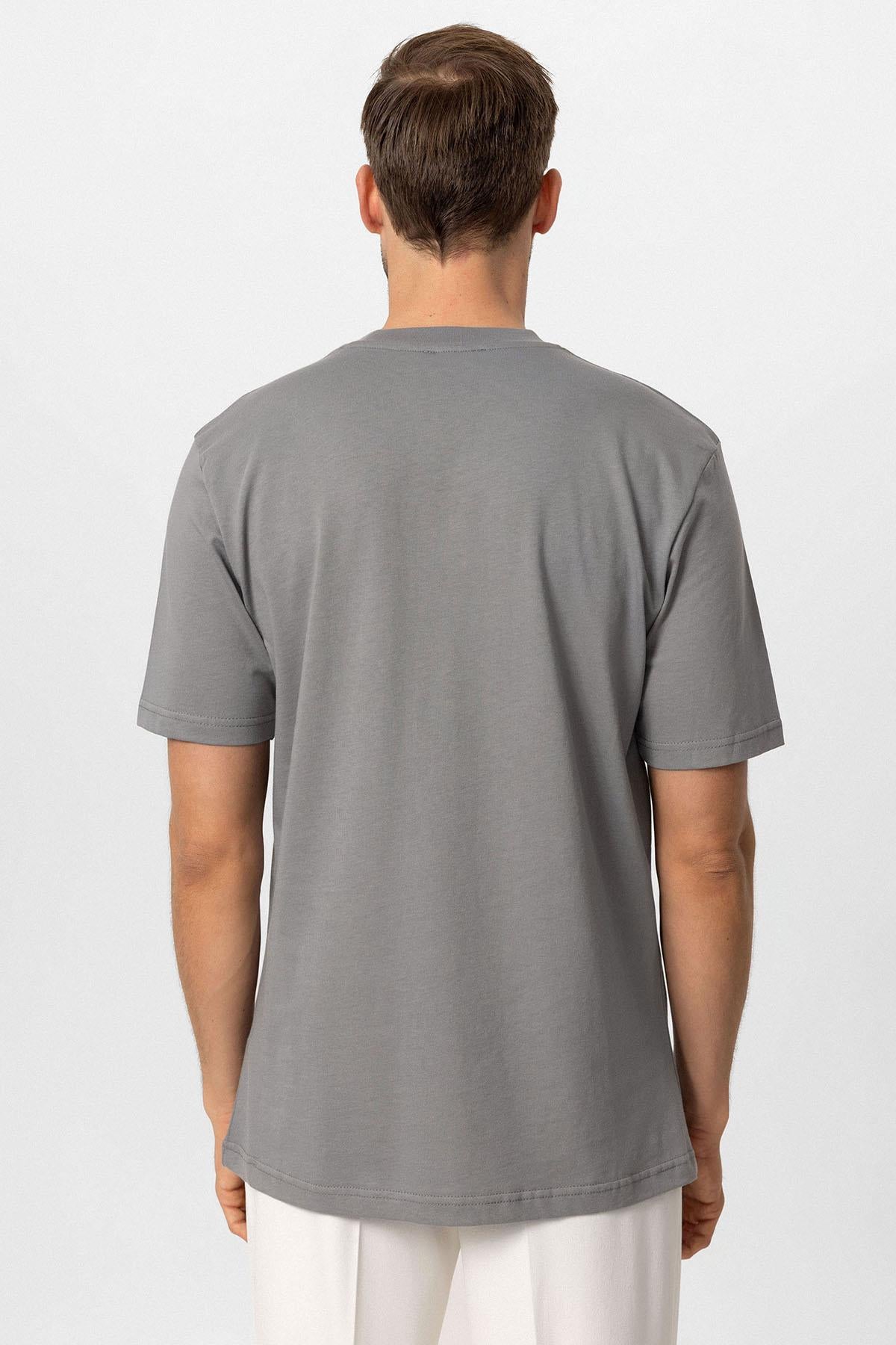 KOALA SYDNEY Men's Dark Grey Crew Neck Basic T-Shirt