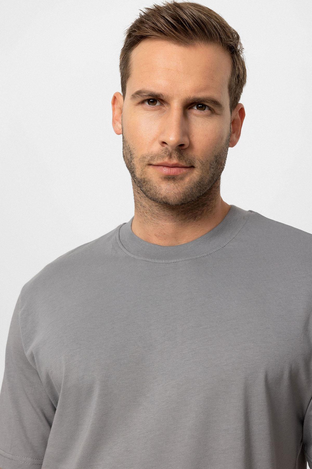 KOALA SYDNEY Men's Dark Grey Crew Neck Basic T-Shirt