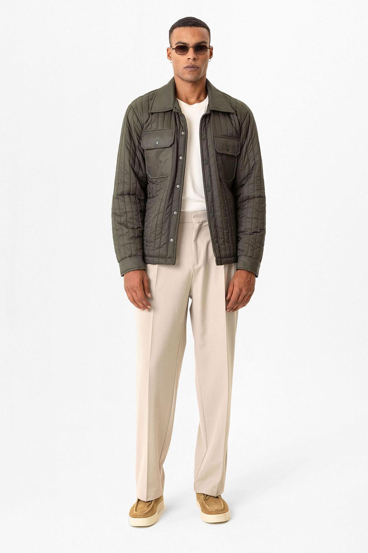 Dark Khaki Lightweight Quilted Men's Jacket
