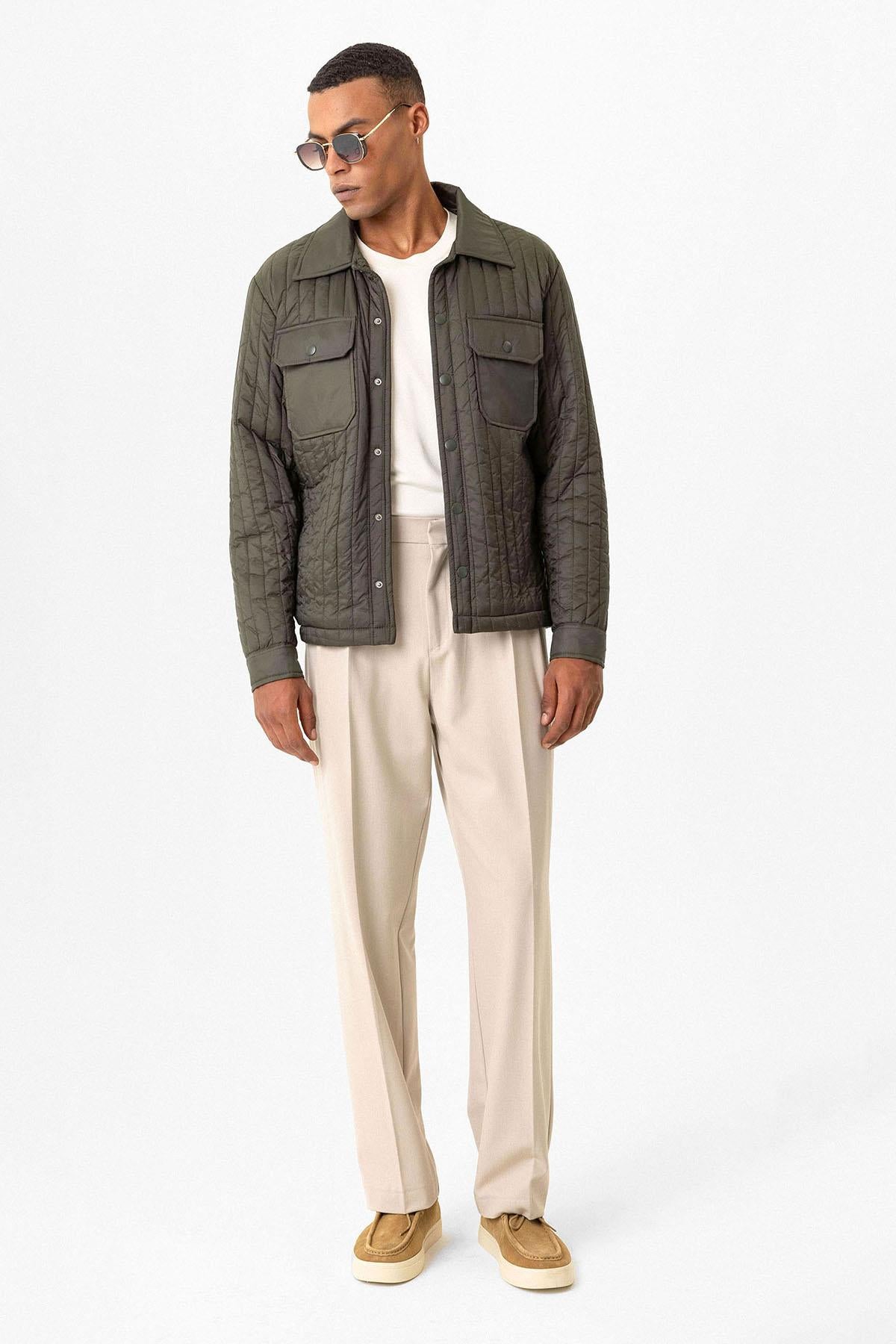 Dark Khaki Lightweight Quilted Men's Jacket