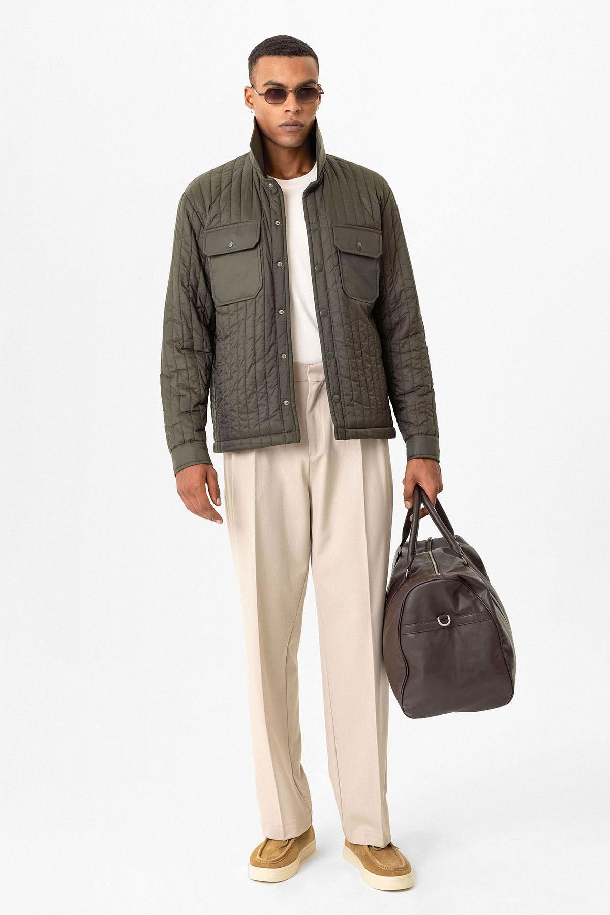 Dark Khaki Lightweight Quilted Men's Jacket