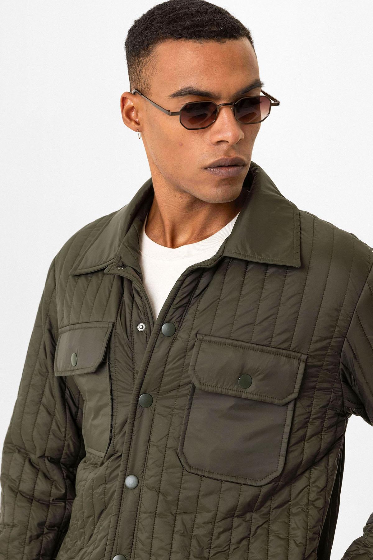 Dark Khaki Lightweight Quilted Men's Jacket