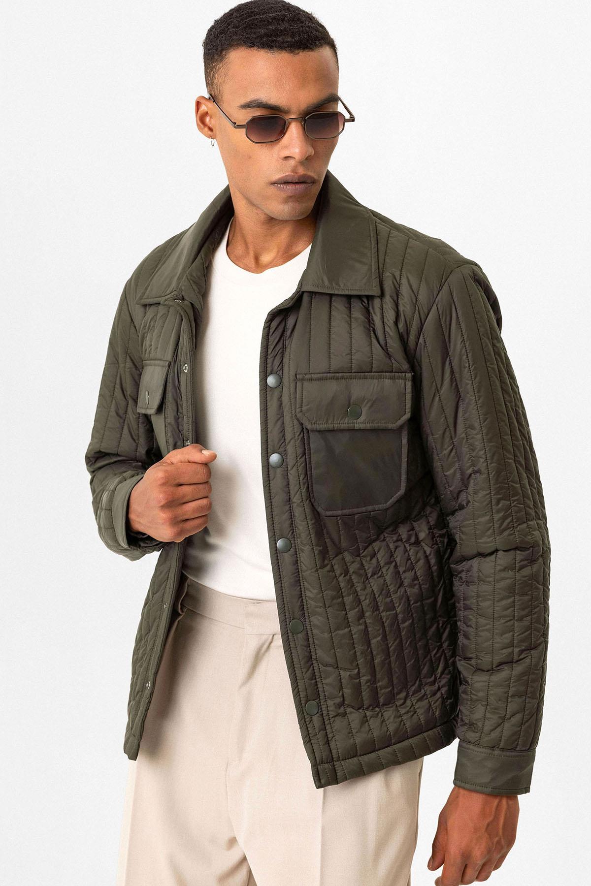Dark Khaki Lightweight Quilted Men's Jacket