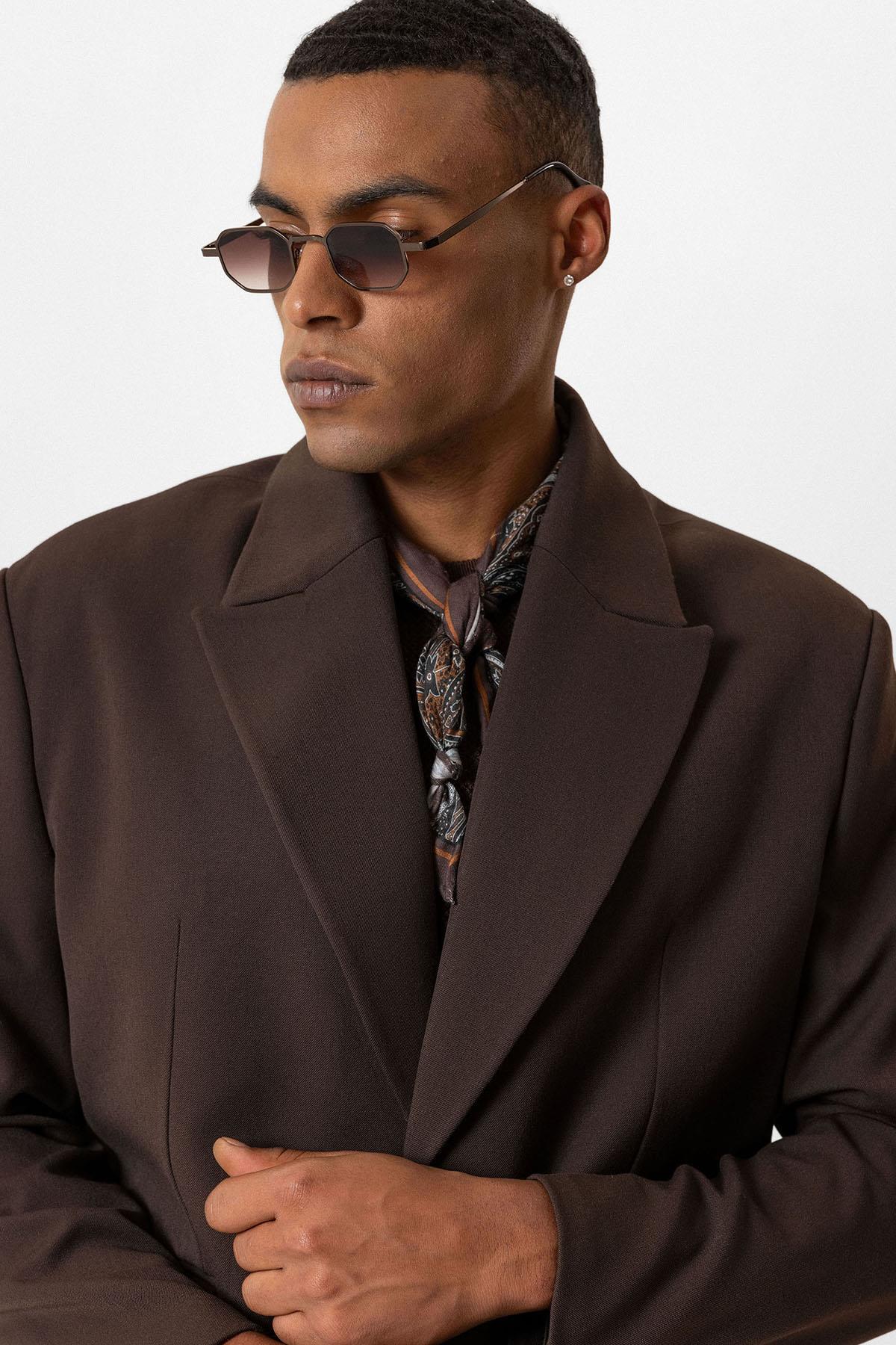 Dark Brown Crop Fit Men's Blazer Jacket