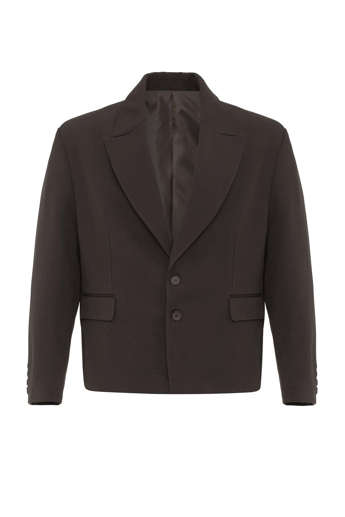 Dark Brown Crop Fit Men's Blazer Jacket