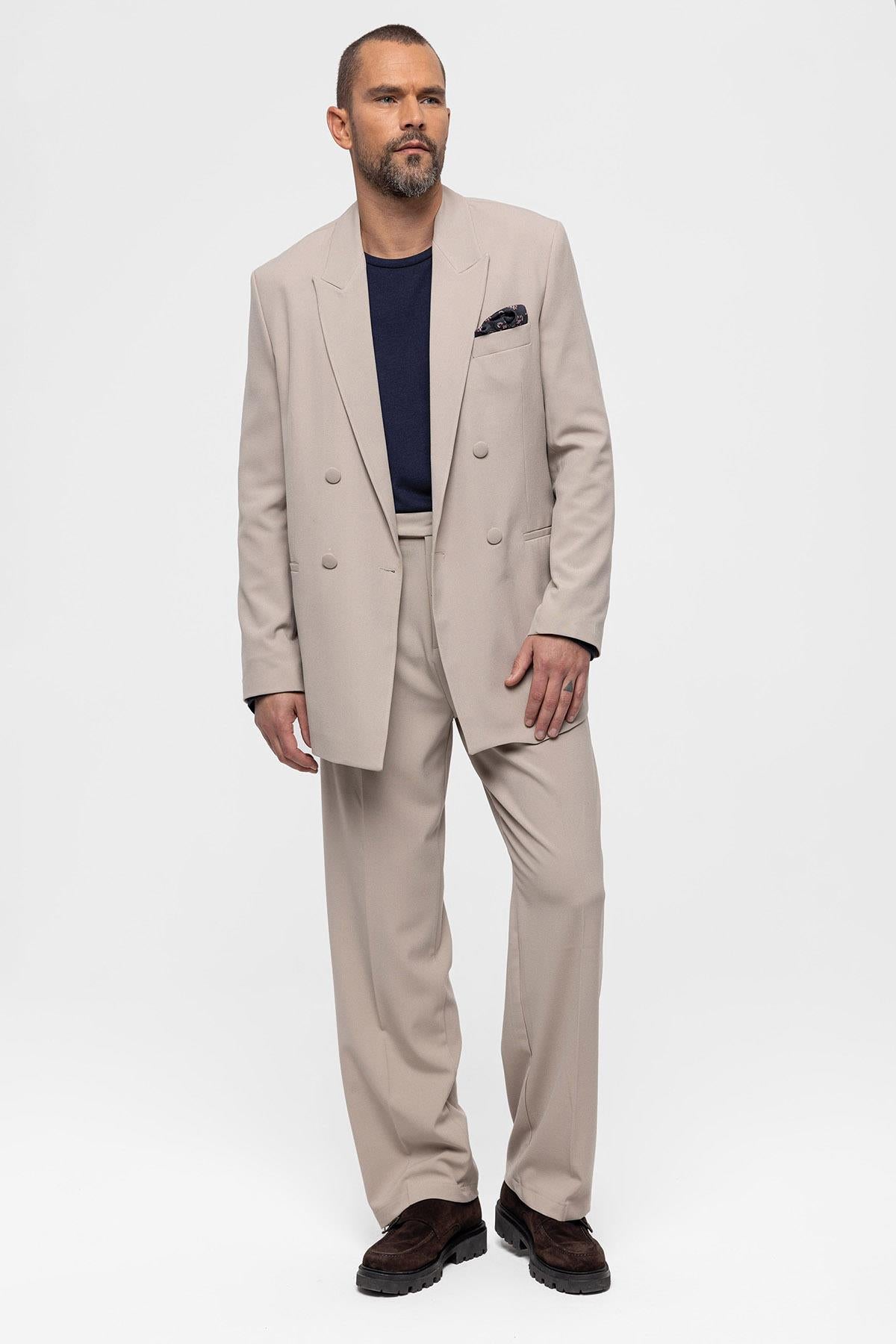 KOALA SYDNEY Men's Double Breasted Stone Blazer Jacket -