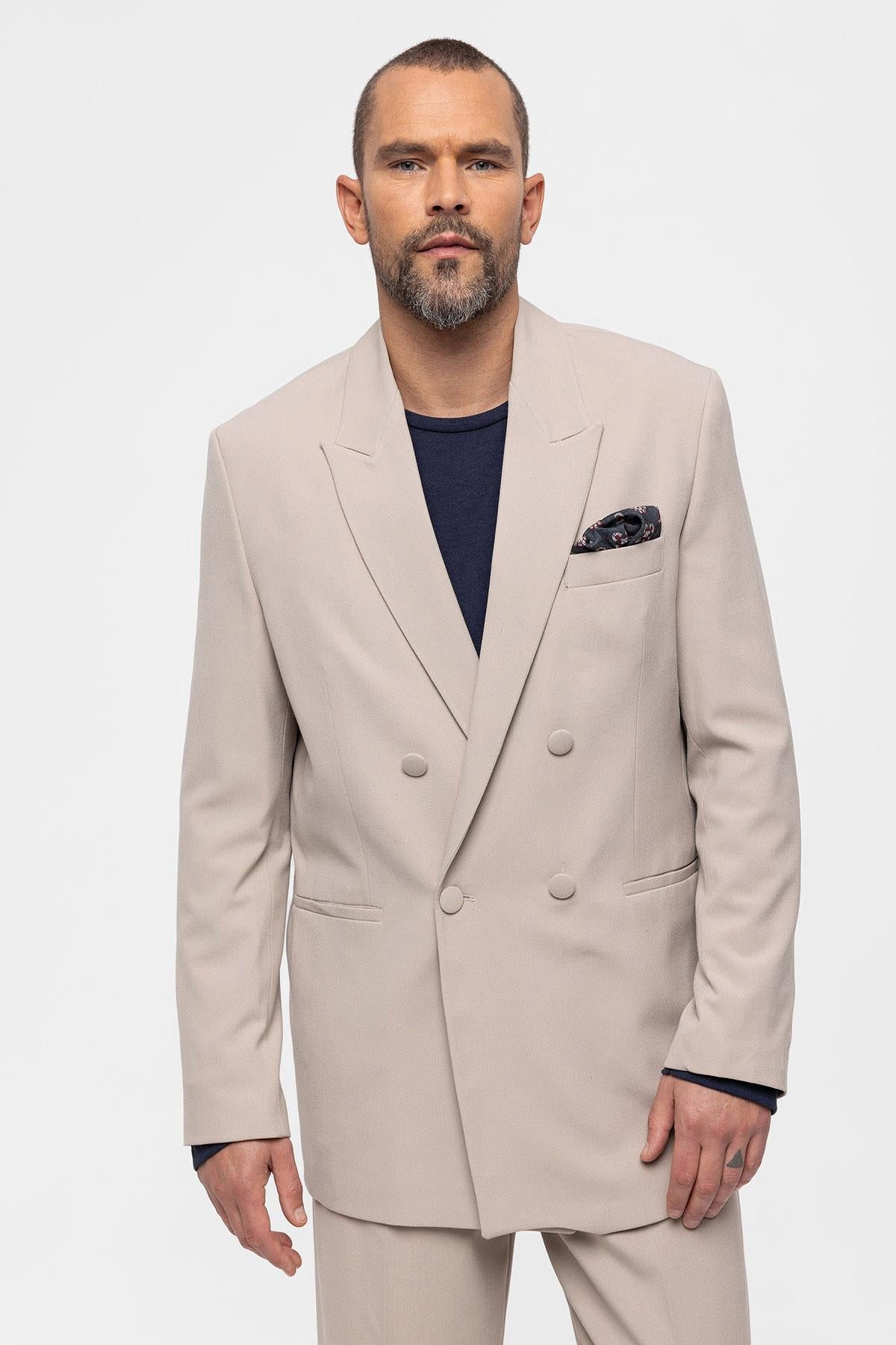 KOALA SYDNEY Men's Double Breasted Stone Blazer Jacket -