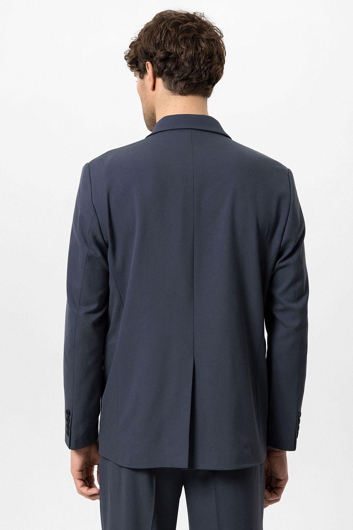 Men's Smoked Double-Breasted Flap Pocket Blazer