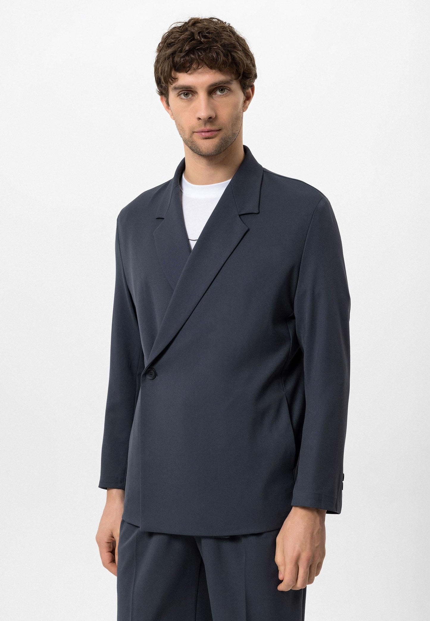 Men's Smoked Double-Breasted Hidden Pocket Blazer